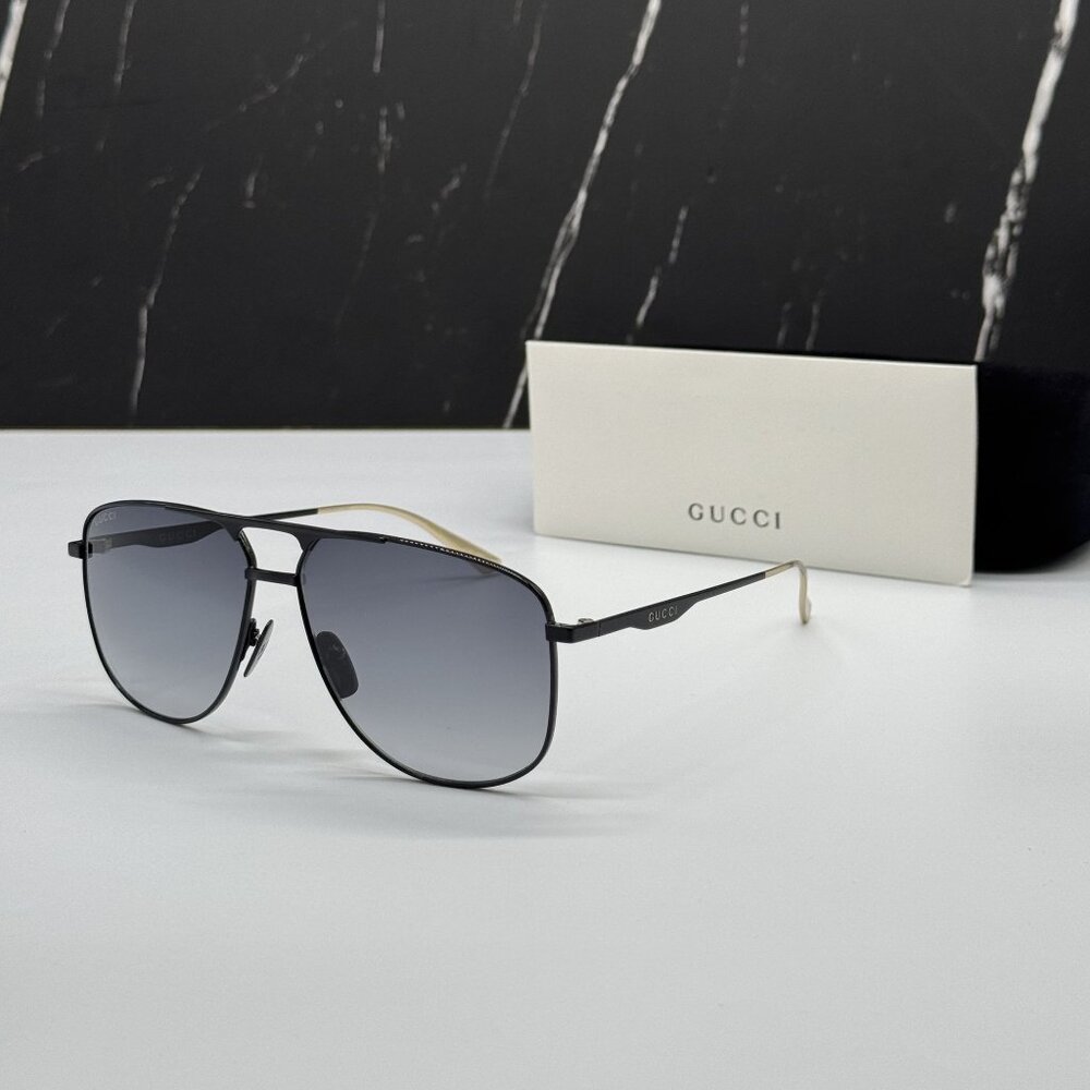 NEW GUCCI GG0336S 002 SUNGLASSES MEN BLACK/GRAY EYEWEAR - Picture 1 of 10